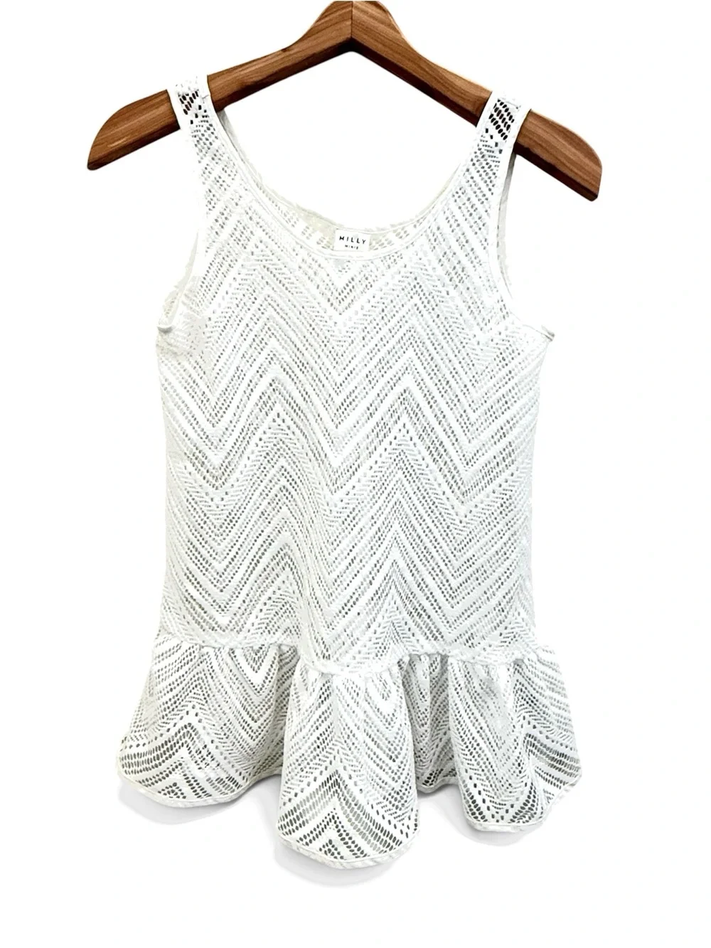 Milly Minis White Crochet Drop Waist Peplum Cover-up